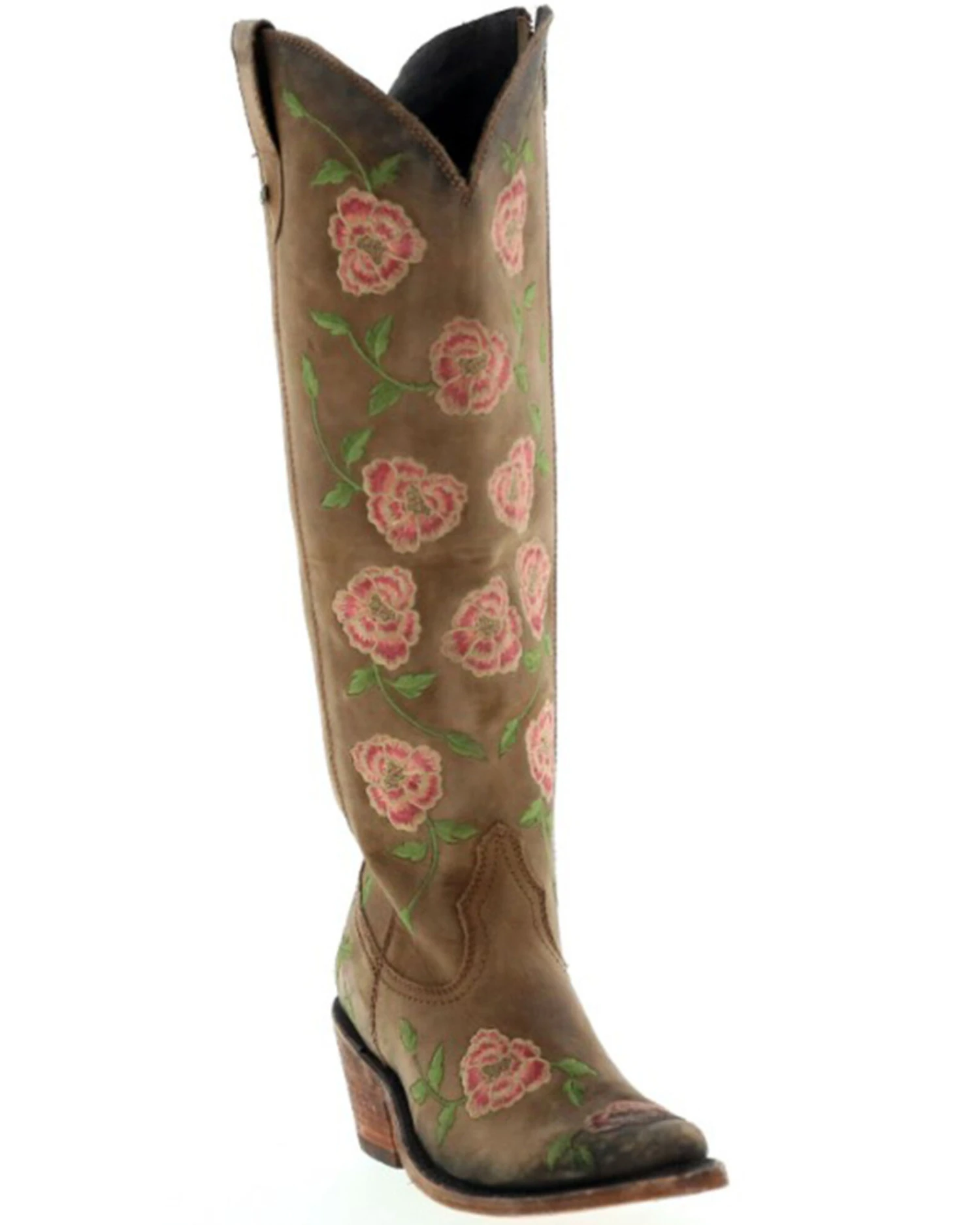 Botas Caborca For Liberty Black Women's Garden Embroidered Floral Western Tall Boots - Snip Toe 3 Botas Caborca For Liberty Black Women's Garden Embroidered Floral Western Tall Boots - Snip Toe