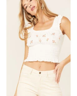 Jolt Women's Floral Embroidered Smocked Tank Top -Twisted X Sales 2000371509 105 P3