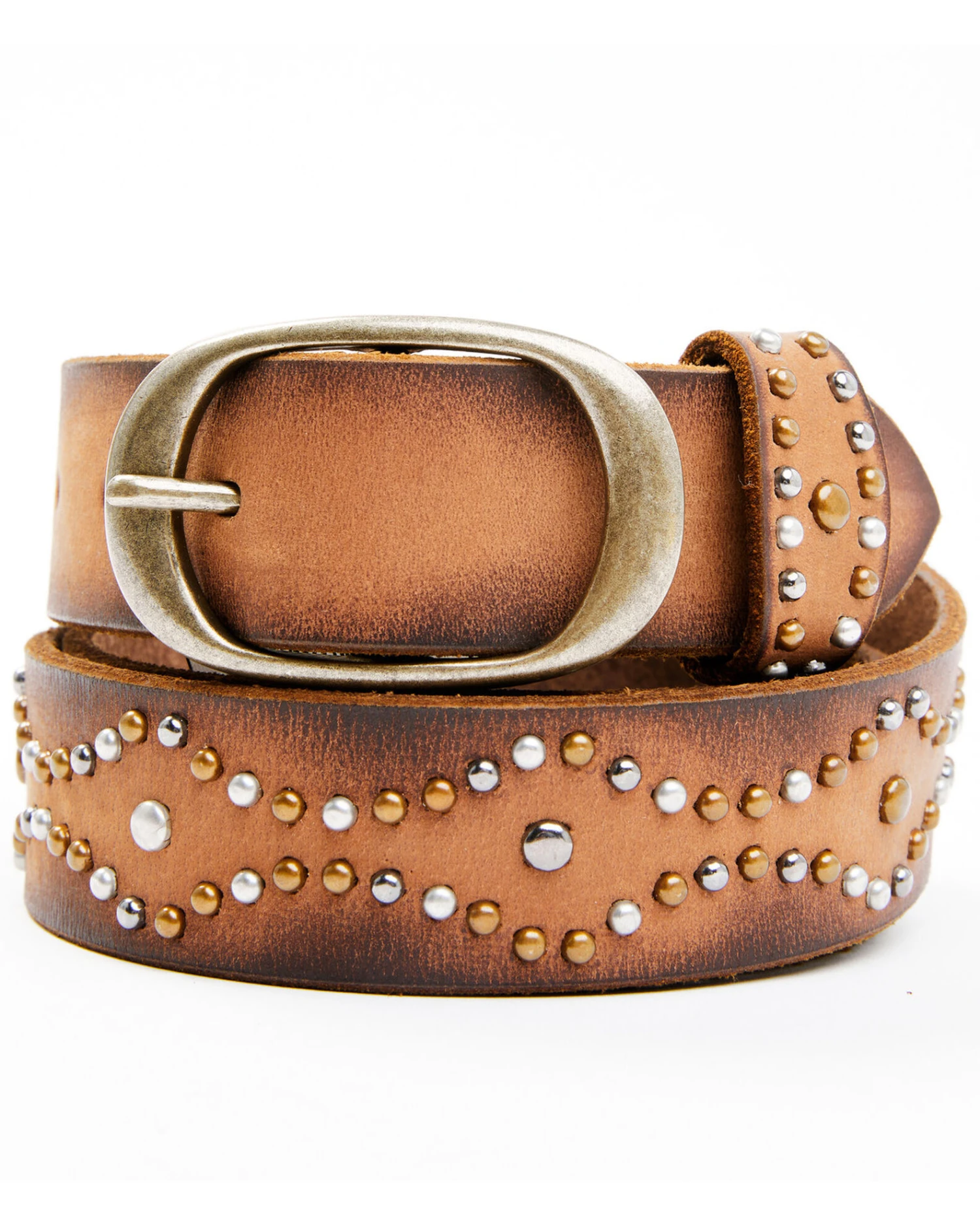 The Leathery Women's Two-Tone Studded Belt 3 The Leathery Women's Two-Tone Studded Belt