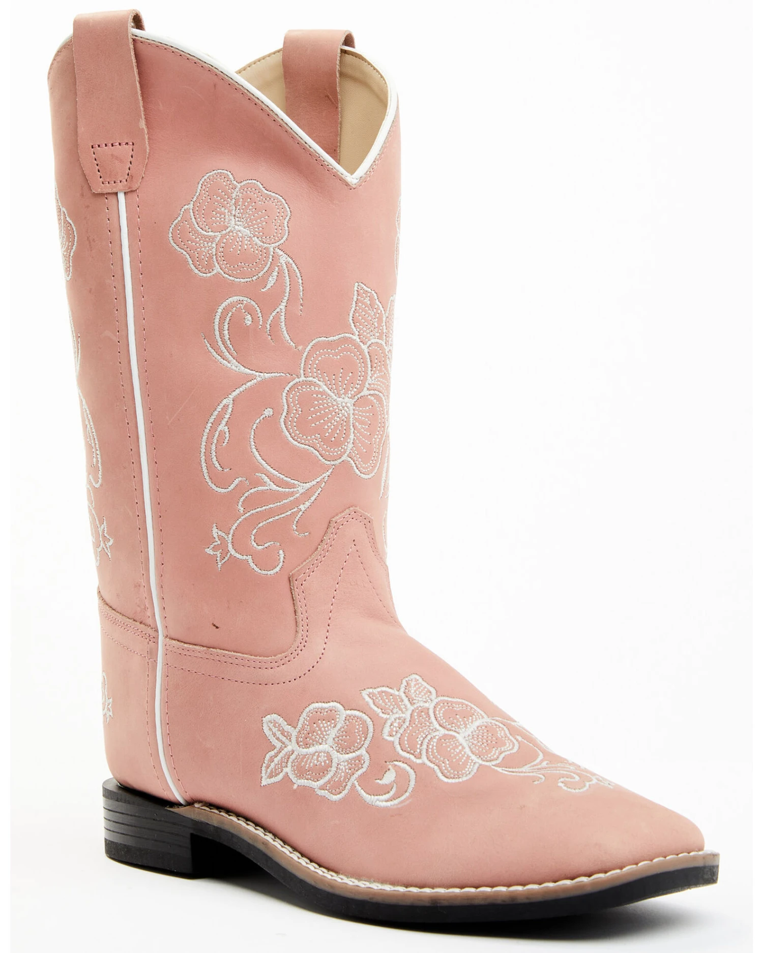 Shyanne Girls' Little Lasy Floral Embroidered Leather Western Boots - Broad Square Toe 3 Shyanne Girls' Little Lasy Floral Embroidered Leather Western Boots - Broad Square Toe
