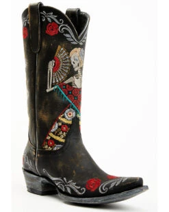 Old Gringo Women's Reinas La Catrina Skeleton & Floral Embroidered Tall Western Leather Boots - Snip Toe