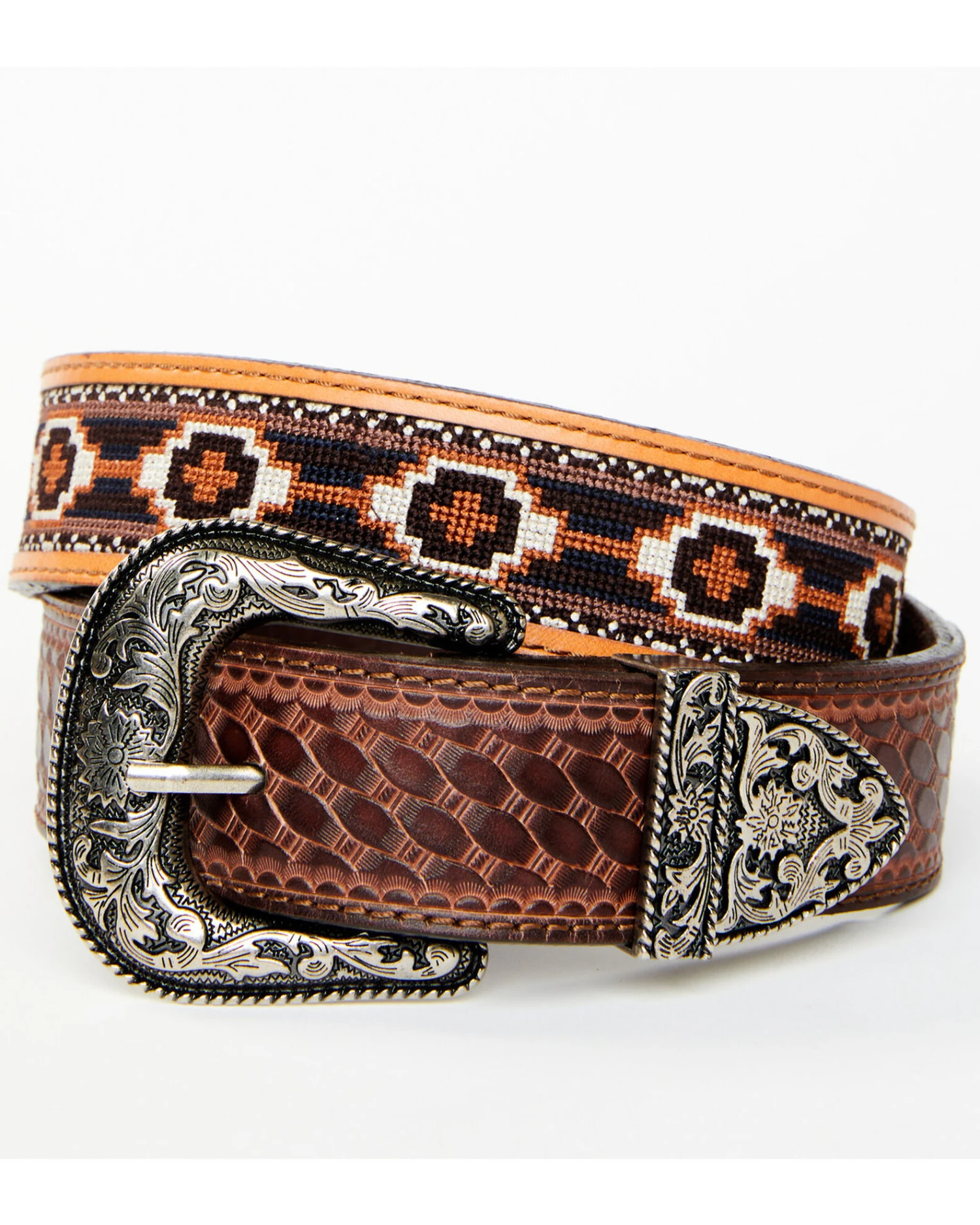 Cody James Men's Basketweave Billet With Southwestern Strap 3PC Buckle Belt 3 Cody James Men's Basketweave Billet With Southwestern Strap 3PC Buckle Belt