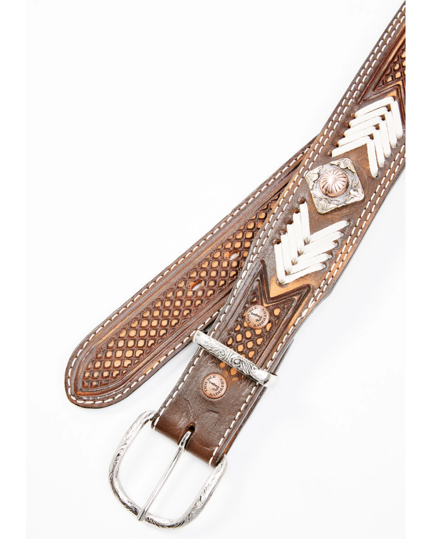 Double J Saddlery Men's Vintage Tooled Rawhide Belt 4 Double J Saddlery Men's Vintage Tooled Rawhide Belt - Image 2