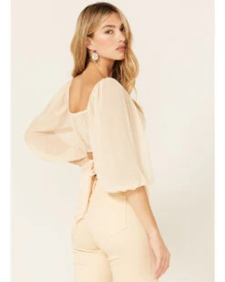 Beyond The Radar Women's Sheer Dot Puff Sleeve Crop Top 9 Beyond The Radar Women's Sheer Dot Puff Sleeve Crop Top -Twisted X Sales 2000376248 110 P4