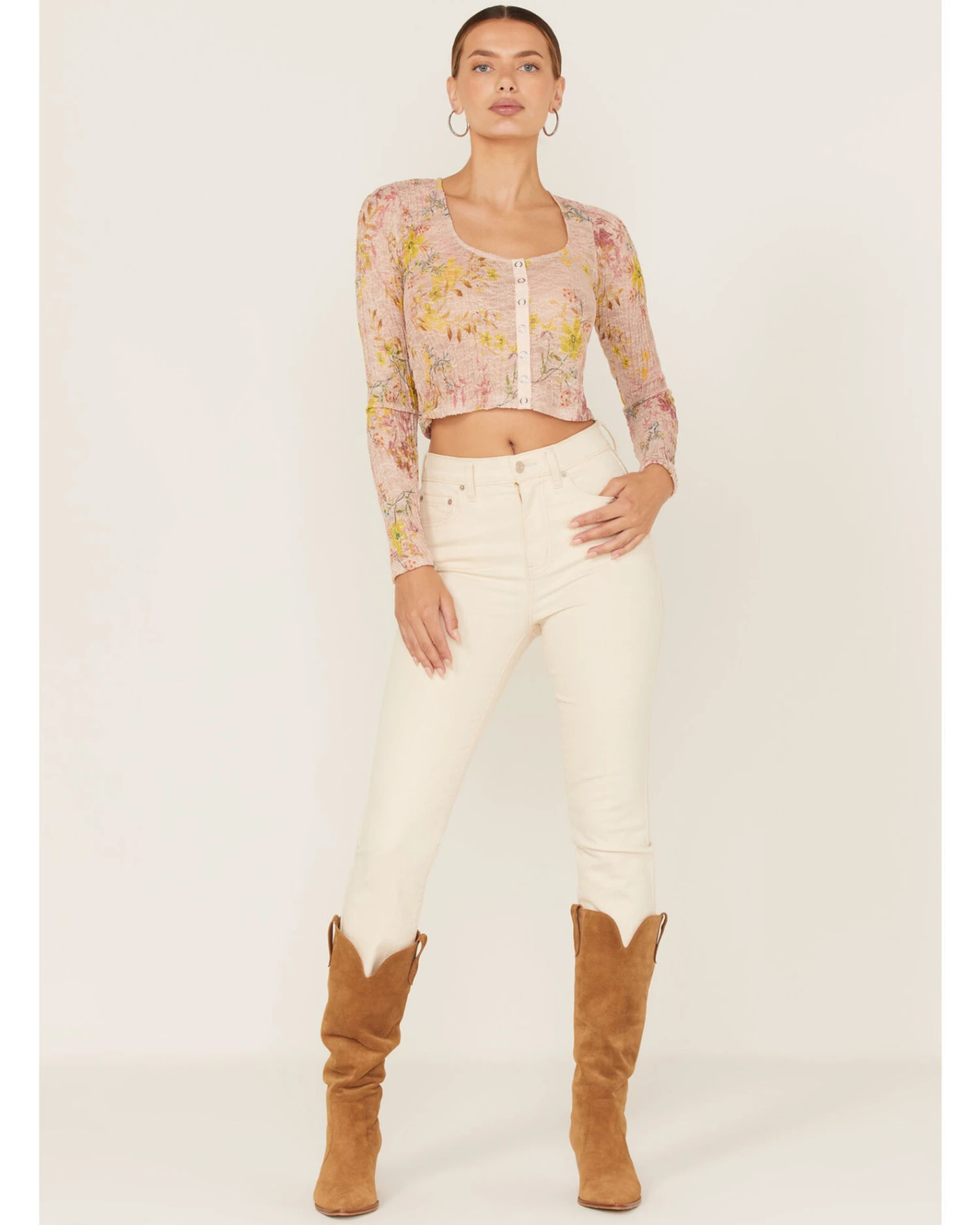 Free People Women's Angelina Floral Print Crop Top 4 Free People Women's Angelina Floral Print Crop Top - Image 2