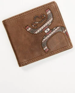Hooey Men's Brown Hooey Logo Laser Cut Southwest Print Bi-Fold Wallet
