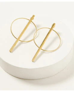 Ink + Alloy Women's Brass Circle Stick Post Earrings