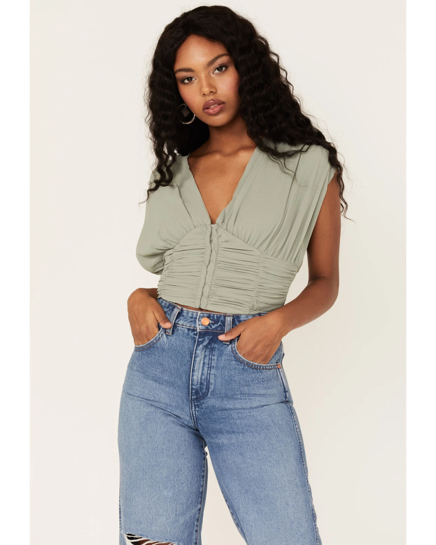 Free People Women's Aria Ruched Corset Crop Top 3 Free People Women's Aria Ruched Corset Crop Top