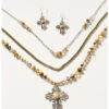 Shyanne Women's Champagne Chateau Cross Necklace & Earrings Set 2 Shyanne Women's Champagne Chateau Cross Necklace & Earrings Set -Twisted X Sales 2000380855 900 P1