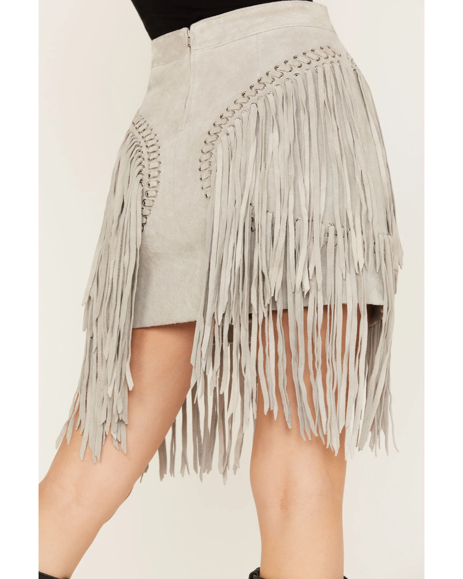 Wonderwest Women's Suede Fringe Mini Skirt 6 Wonderwest Women's Suede Fringe Mini Skirt - Image 4