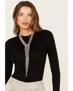 Wonderwest Women's Silver Fringe Statement Necklace 