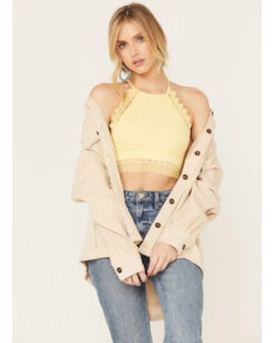 Fornia Women's Halter Lace Trim Bralette