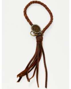 Keep It Gypsy Women's Luxury Designer Motif Studded Brown Braided Fringe Keychain