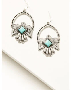 Cowgirl Confetti Women's Silver & Turquoise Thunderbird Just Fly Earrings