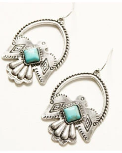Cowgirl Confetti Women's Silver & Turquoise Thunderbird Just Fly Earrings 5 Cowgirl Confetti Women's Silver & Turquoise Thunderbird Just Fly Earrings -Twisted X Sales 2000389232 040 P2
