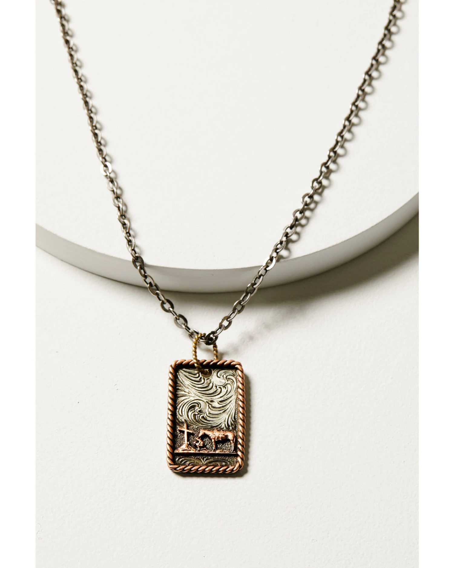 M & F Western Men's Silver Praying Cowboy Dog Tag Necklace 3 M & F Western Men's Silver Praying Cowboy Dog Tag Necklace