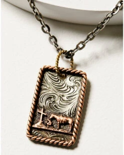 M & F Western Men's Silver Praying Cowboy Dog Tag Necklace 5 M & F Western Men's Silver Praying Cowboy Dog Tag Necklace -Twisted X Sales 2000389479 040 P2
