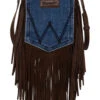 Montana West Women's Wrangler Jean Denim Pocket Fringe Crossbody -Twisted X Sales 2000396498 200 P1