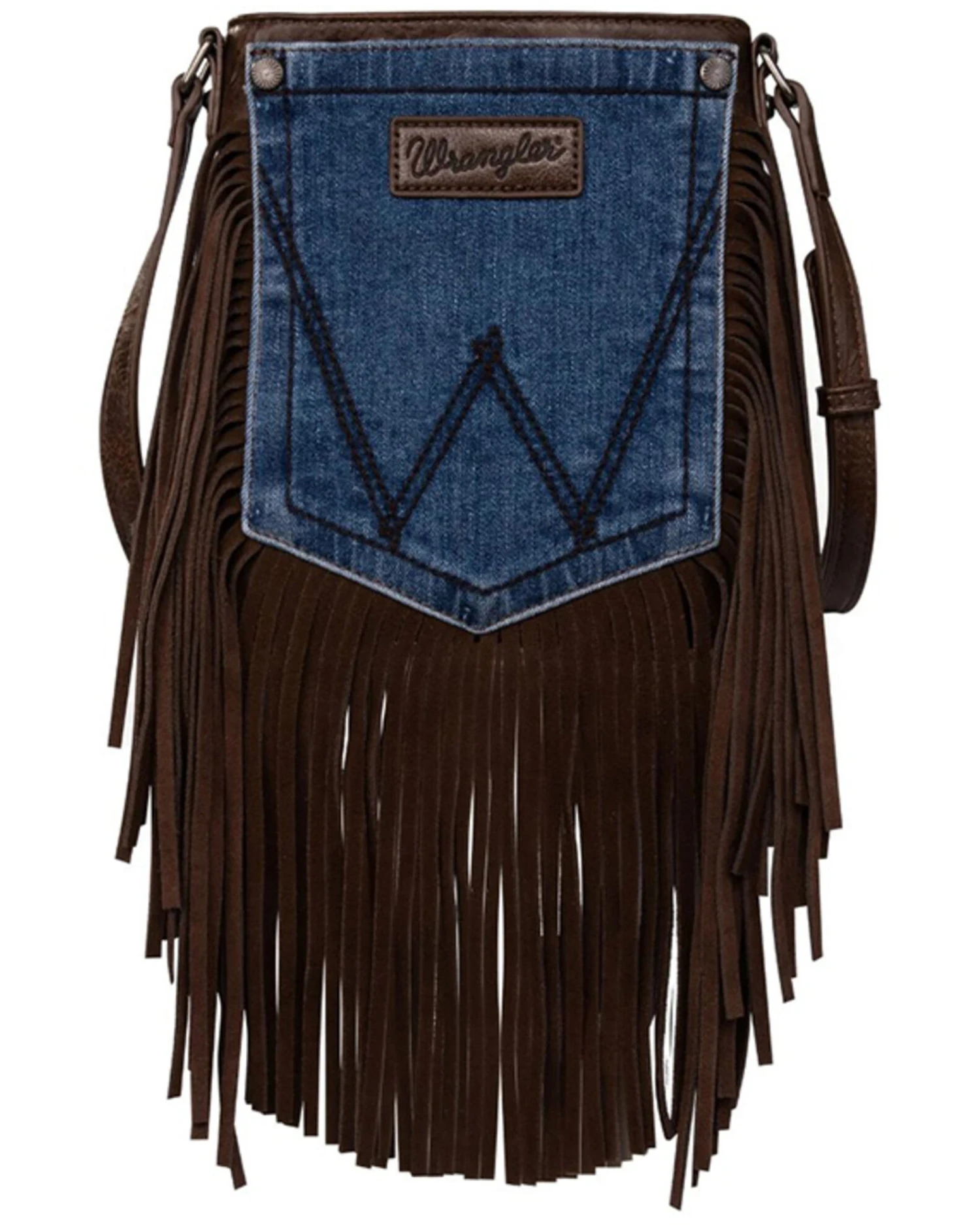 Montana West Women's Wrangler Jean Denim Pocket Fringe Crossbody 3 Montana West Women's Wrangler Jean Denim Pocket Fringe Crossbody