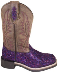 Smoky Mountain Little Girls' Ariel Glitter Western Boots - Broad Square Toe